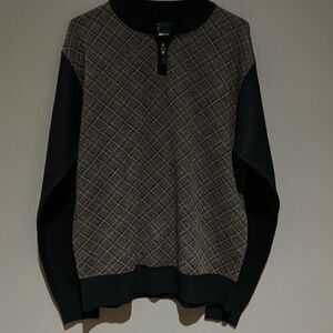 Grandpa Argyle Pullover quarter Zip Sweater Large